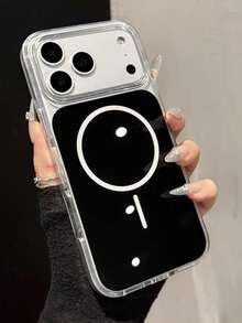 Luxury Magnetic Wireless Charging Transparent Phone Case Compatible With IPhone 17 Pro Max 17 Pro 17 16 15 14 13 Pro Max 16 15 14 Plus Shockproof Protective Cover - Black - View 2