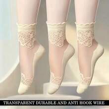 5 Pairs Women's Solid Black & Beige Thin Breathable Polka Dot Socks, Versatile Casual Everyday Wear, Spring/Summer - Multicolor - View 4