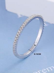 1 chiếc nhẫn cưới bằng bạc Sterling S925 đính đá Cubic Zirconia cho nữ, trang sức cưới cao cấp. - Bạc - Xem 5