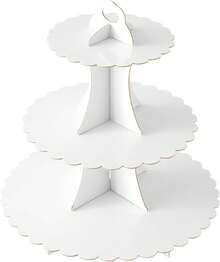 Soleebee 3-Tier Cupcake Stand, Cardboard Cupcake Tower, Dessert Cup Cake Stand Tower Birthday Wedding Party Decoration, Cupcake Tier Stand 1 Set (White) - 白色 - 查看 2