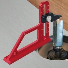 2 In 1 Router Depth And Saw Gauge - Aluminum Step Depth Gauge, 0-60mm With Metric & Inch Scale Setting Up Height Measuring Gauge - Red - View 3