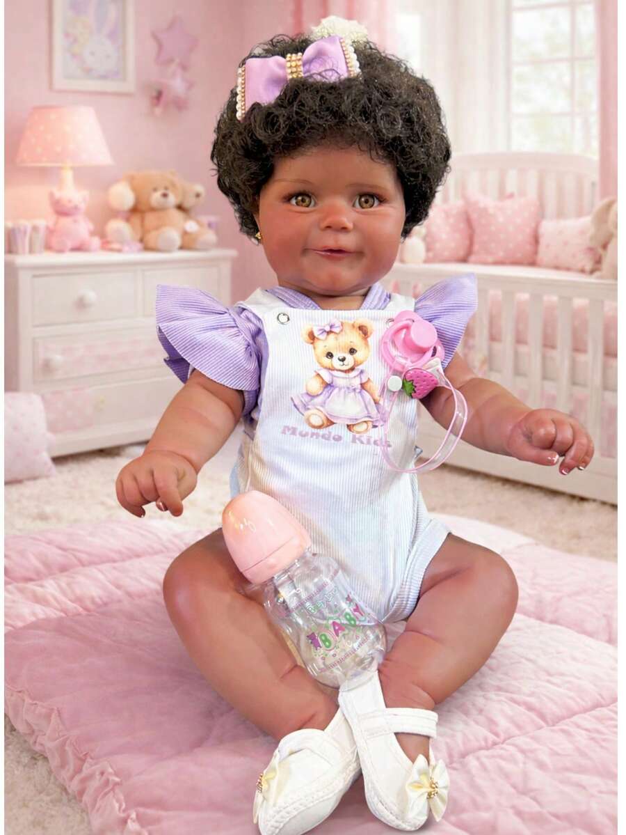Realistic Reborn Baby Doll Sophia Black 50cm Mundo Kids - Baby Pink - View 1