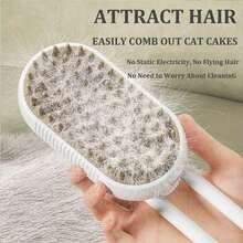 No-Rinse Cleaning Brush For Pets, Steam Fluff Removal Massage Comb, Pet Bath Brush, Pet Automatic Hair Removal Spray And Anti-Static Massage Comb For Dog And Cat Grooming - 白色 - 查看 8