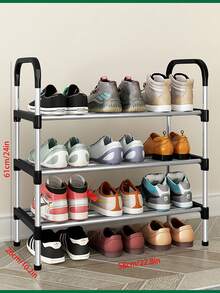 1 chiếc kệ giày nhiều tầng bằng kim loại chất lượng cao, giá để giày đa năng tiết kiệm không gian cho lối vào nhà, kiểu dáng thẳng đứng. - màu đen - Xem 4