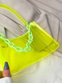 Lightweight,Business Casual Clear Shoulder Bag For Teen Girls Women College Students,Rookies & White-Collar Workers Perfect For Office,College,Work ,Business,Commute,Outdoors, Travel, Outings, Waterproof, Sandproof Transparent Bag, Beach Sports Picnic Snacks Clear Purse For Women - màu xanh lá - Xem 3