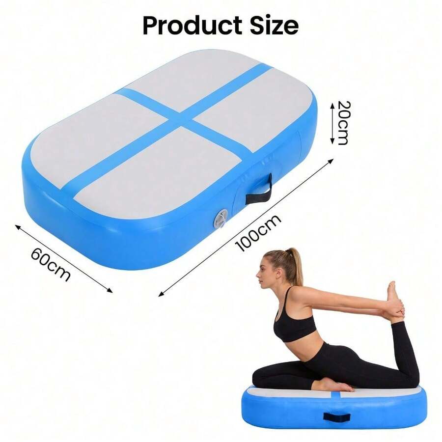 Inflatable Gymnastics Mat 100*60*20cm Air Tumbling Track For Yoga Fitness Dance Taekwondo Back/Front Flips Fall Protection Training Mat - Blue - View 1