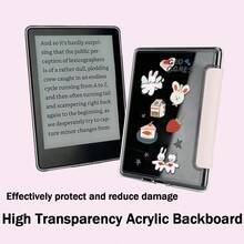 Kindle Case With High - Transparency Acrylic And Double - Sided Patterns, Fits Kindle 11th, Kindle Paperwhite 1/2/3/4/5/6, Pink Flower Design - Pink - View 2