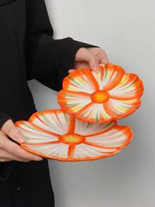 4件套彩色花瓣陶瓷盘，优雅甜点盘，适用于牛排、甜点、下午茶、婚礼、派对、礼品 - 彩色 - 查看 24