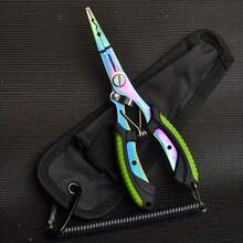 Multi-Functional Stainless Steel Fishing Pliers With Bent Hook, Colorful Titanium Alloy Split Ring Cutter, And Anti-Slip Lead Press Handle - Baby Blue - View 5