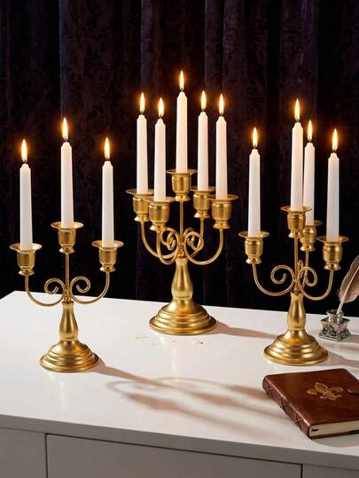 Chân nến nhiều nhánh thanh lịch, giá đỡ nến kiểu dáng cổ điển châu Âu, thiết kế tích hợp giúp loại bỏ sự phiền phức khi lắp ráp, là vật trang trí nhà cửa tạo nên bầu không khí lãng mạn trong phòng khách và trong các dịp lễ, hoàn hảo cho kỷ niệm ngày cưới và những dịp lãng mạn. Vật trang trí để bàn chân nến này lý tưởng cho trang trí nhà cửa, trang trí lò sưởi, tiệc Giáng sinh, quà tặng tân gia, đám cưới, nhà hàng và các bữa tiệc.