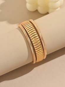 1pc Exaggerated Spiral Bangle Bracelet, Luxurious Design For Women - Geometry - View 3