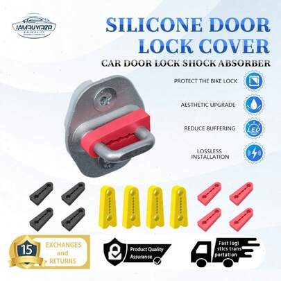 Silicone Door Lock Protector Cover For Car - Thick Door Lock Shock Absorber Pad, Anti-Collision, Full Protection Sticker With Noise Reduction