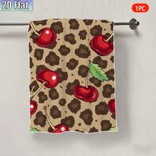 Leopard Print Cherry Towel, Vintage Cherry Pattern Soft Towel, Washable Decor Towel Cherry Print Towels - Black & Red Leopard Spot With Cherry Design, Soft Absorbent Polyester Hand & Towels, Modern Holiday Home Decor For Christmas, Thanksgiving, Housewarming Gifts, Contemporary Geometric Pattern, Hand Wash Only Kitchen Towel Set,Machine Washable - 16 X 24 Inch Rectangular Towels, Suitable For Kitchens And Bathrooms Kitchen Bathroom Towel Holiday Gift Holiday Decoration, Interesting And Unique Kitchen Dish Towel Cleaning Cloth Housewarming Gift Valentine's Day Wedding Anniversary Mother's Day Suitable For Birthdays, Anniversaries, Valentine's Day, Thanksgiving, Christmas, Halloween, Weddings,New Year's Gifts, Ideal Present For Her, Great Choice For Him, Family, Boyfriend, Girlfriend, Father, Mother, Lover, Daughter, Son, Grandparents, Friends, Classmates, And Pets. - 多色8 - 查看 5