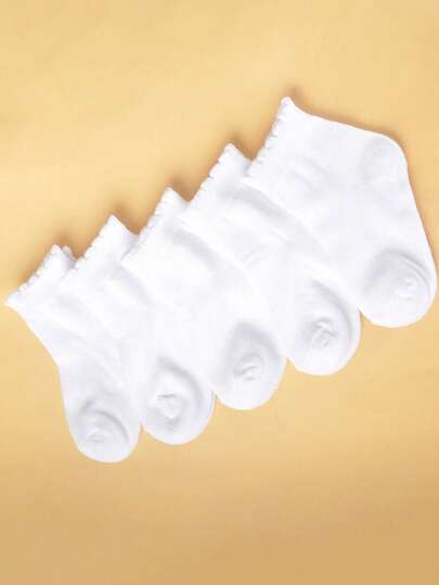 5/10 Pairs New Kids Socks, Lightweight Breathable Solid Color Running Sports Ankle Socks