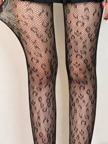 1 Pair Women's Leopard Fishnet Tights, Sexy Wild High Waist See-Through Pantyhose, Slim-Fit Sheer Stockings For Date Night And Clubwear, Wild Charm Essential - Multicolor - View 9