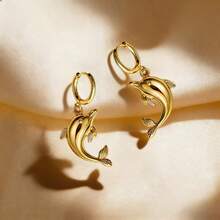 欧美时尚女士个性动物造型耳环，奢华优雅耳环 - 金色 - 查看 8