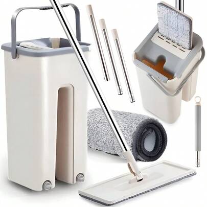 PŁASKI MOP DWUKOMOROWY Z WIADREM Z WYCISKARKĄ. OBROTOWE WIADRO DO PODŁÓG. Obrotowa końcówka 360° – umożliwia wygodne manewrowanie i dotarcie nawet do trudno dostępnych miejsc.