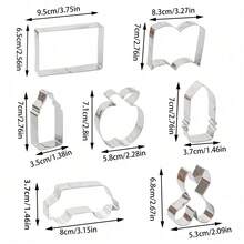 Bộ 7 khuôn cắt bánh quy chủ đề giáo viên "Trở lại trường học", gồm hình bút chì màu, quả táo, thước kẻ, sách, khuôn thép không gỉ dùng để làm bánh quy dẻo, bánh quy chủ đề trường học. - Bạc - Xem 2