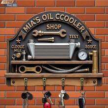 1 Oil Cooler Machine Tool Key Hook | Wooden Multi-Functional Home Key Rack, With Four Metal Hooks, Wall Decoration, Porch Decoration, Room Decoration, Villa Decoration, Seasonal Home Decoration - Multicolor - View 3