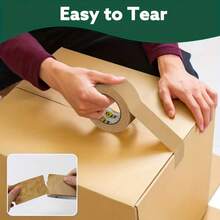 5 rollos de cinta de embalaje de papel kraft - Cinta autoadhesiva para embalaje de mudanzas, envolver regalos hechos a mano, fácil de rasgar sin dejar marcas - A - Ver 6