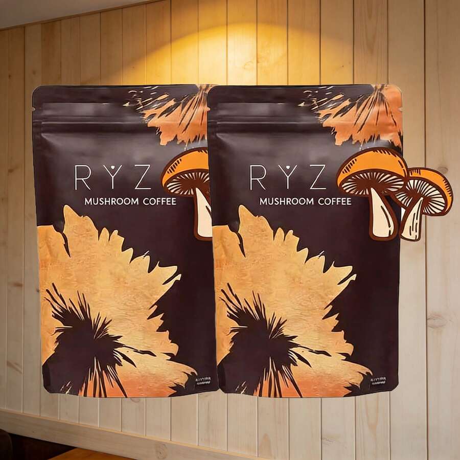 RYZ/Energy, Focus & Digestion Coffee –Dark Roast Mushroom Coffee With 6 Adaptogens & Prebiotics – Lions Mane & Turkey Tail Instant Blend – 30 Servings - 2 cái - Xem 1
