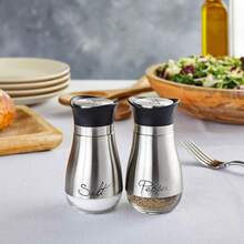 Salt And Pepper Shakers Stainless Steel And Glass Set - 1 - View 5