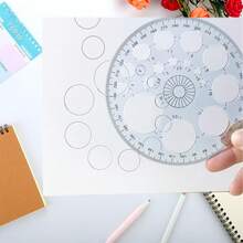 1 把圆形空心尺和 1 把透明三角尺，总长 15 厘米，适用于绘图、测量、比例尺，学校用品，学生和办公室适用。 - A - 查看 3