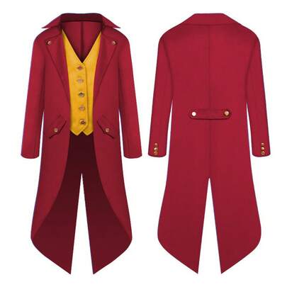 Men's Retro Dedicated Cosplay Costume, Spring And Autumn, Red Ballroom Show Dress, Stage Outfit