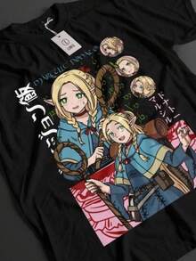 Delicious In Dungeon Shirt Laios Tshirt Marcille-Shirt Senshi Top Anime Tee - 黑色 - 查看 5