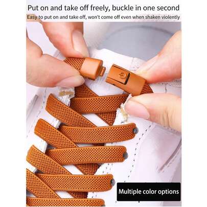 Dây giày co giãn không cần buộc, khóa cài, kiểu dáng rộng rãi, thoải mái cho cả nam và nữ, khóa cài tiện lợi không cần dùng tay.