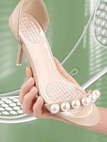 1 Pair Women's Self-Adhesive Transparent Shock-Absorbing 3/4 Length High Heel Insole, Washable Shoe Accessory For Comfortable Walking - 無色 - 查看 3