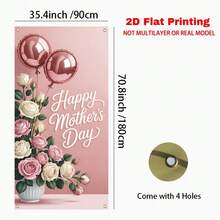 2D Flat Design, Happy Mother's Day Pink Flower & Butterfly Pattern Curtain Decor, Suitable For Party Fabric, Spring Door Decoration, 2D Flat Design, Multiple Styles And Sizes - 15 - View 2