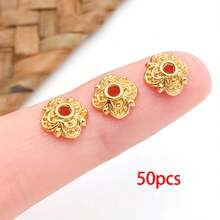50pcs Bead Caps 18K Golden Plated Pretty Filigree Flower Bead Caps Brass Flower End Caps Loose Beads For Bracelet Necklace DIY Jewelry Making Crafts Supplies - Multicolor - View 11