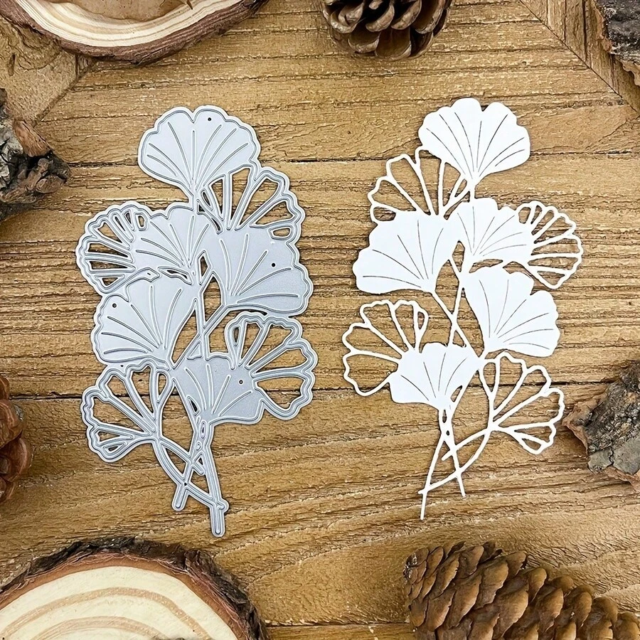 1pc Ginkgo Leaf Flower Metal Cutting Die, Suitable For DIY Scrapbooking, Album, Greeting Card, Home Decor, Holiday Blessings