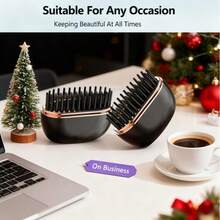 Mini Wireless Hair Straightening Brush, Suitable For Bangs, Portable Rechargeable USB Hair Straightener, Mini Hot Brush - Black - View 7