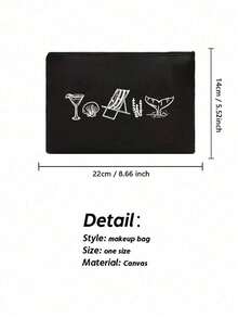 定制海岸风化妆包 - 可个性化定制“海岸最后的祝酒”图案，可重复使用，饰有眼镜和贝壳图案，轻便，手工绘制风格，轻巧便携，化妆品和洗漱用品收纳包 - 彩色 - 查看 9