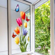 鬱金香花卉窗貼