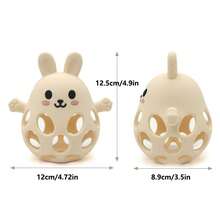 1pc Baby Hollow Rabbit Teether, Silicone Grab Ball Toy, Easy To Grip, Great Gift For Easter, Thanksgiving, Christmas - Multicolor - View 3