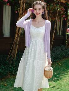 Women's Fashionable Vacation Casual Lightweight Linen Knit Sweater - Purple - View 4