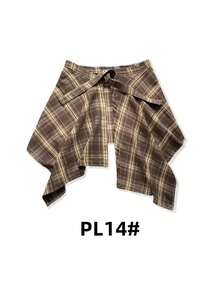 American Retro Plaid Skirt, Waist Wrap Around One-Piece Underskirt, Layered Wear, Hem Coverage - Multicolor - View 7