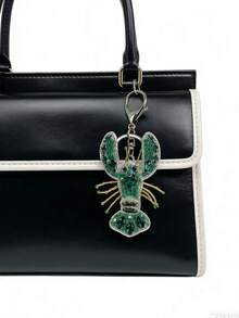 Bộ trang trí túi xách hình sinh vật biển đính cườm thủ công, bao gồm các hình dán vải hình sao biển, cá ngựa, bạch tuộc và tôm hùm, phụ kiện túi xách du lịch dễ thương. - Nhiều màu - Xem 3