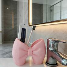 1pc Butterfly Shaped Toothbrush Holder, Suitable For Storing Stationery In Bedroom Or Hanging Toothbrush In Bathroom, Decorative And Practical, Made Of Durable Plastic, Butterfly Design, Multi-Functional, Easy To Clean, Space-Saving, Available In White And Pink Colors, Ribbon Decor On Butterfly Shape, Can Hold Toothbrush Or Pens, Suitable For Bathroom, Bedroom, Kitchen, Desk, Vanity, Great Gift Option - Multicolor - View 8