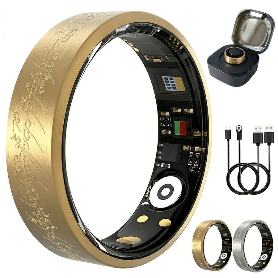 Women's Smart Ring, Fitness And Sleep Tracker, Supports Step Count, Distance, Calorie Monitoring, Multiple Exercise Modes, Free APP, Magnetic Charging, High Quality, Fashionable Pattern Design - An Ideal Gift - 查看 1