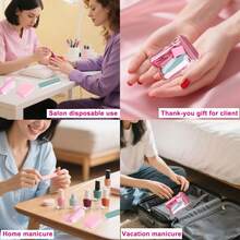 Bộ dụng cụ làm móng tay dùng một lần cơ bản 5 món - Giũa móng mini, khối đánh bóng móng, cán mềm, cọ, que gỗ cam, bộ dụng cụ làm móng đóng gói riêng lẻ, chăm sóc móng chân, vật tư salon - Nhiều màu - Xem 4