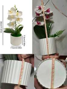 1pc Artificial Phalaenopsis Orchid - Realistic Texture Phalaenopsis Potted Plant, Fake Orchid Decor, Suitable For Home, Hotel, Office Desk, Comes With Plastic Pot - Multicolor - View 7