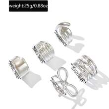 Bộ nhẫn hình nơ, nhẫn hở trơn nhẵn bằng kim loại không đối xứng với đường viền đá dung nham. - Nhiều màu - Xem 10
