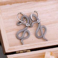 Viking Animal Snake Earrings Fashionable Ulotos Hip-Hop Punk Rock Party Motorcycle Boy Charm Jewelry - Silver - View 3