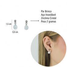 Thin Snake Chain Earrings With Ball Pendant, Women's Set, Hypoallergenic Stainless Steel - Bạc - Xem 4