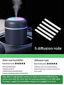 300ml Capacity Color Humidifier, Portable Plug-In USB, Cold Fog Function And Bright Ambient Light, Home Decoration Aromatherapy Diffuser. Suitable For Cars, Bedrooms, Living Rooms, And Offices, Used For Daily Air Humidification And Anti Drying. - 多色 - 查看 30