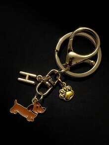 可定制腊肠犬爪印钥匙扣,狗狗爪印吊坠,包包挂饰,送给女孩的礼物 - 黃色臘腸狗+爪印龍蝦套扣 - 查看 7